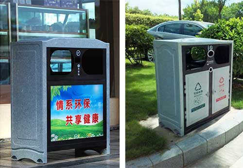 欣方圳仿大理石垃圾桶廠家為清遠(yuǎn)高校送貨上門(mén)。